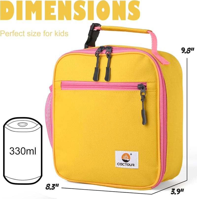 CaCTOUR Lunch Box Kids,Premium Insulated Lunch Bag for Girls Boys,Soft Bag Mini Cooler Back to School Thermal Reusable Lunch Bag for Work School Picnic (Yellow) - Image 3
